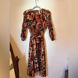 Oh So Modest Floral Multicolor Pleated Dress